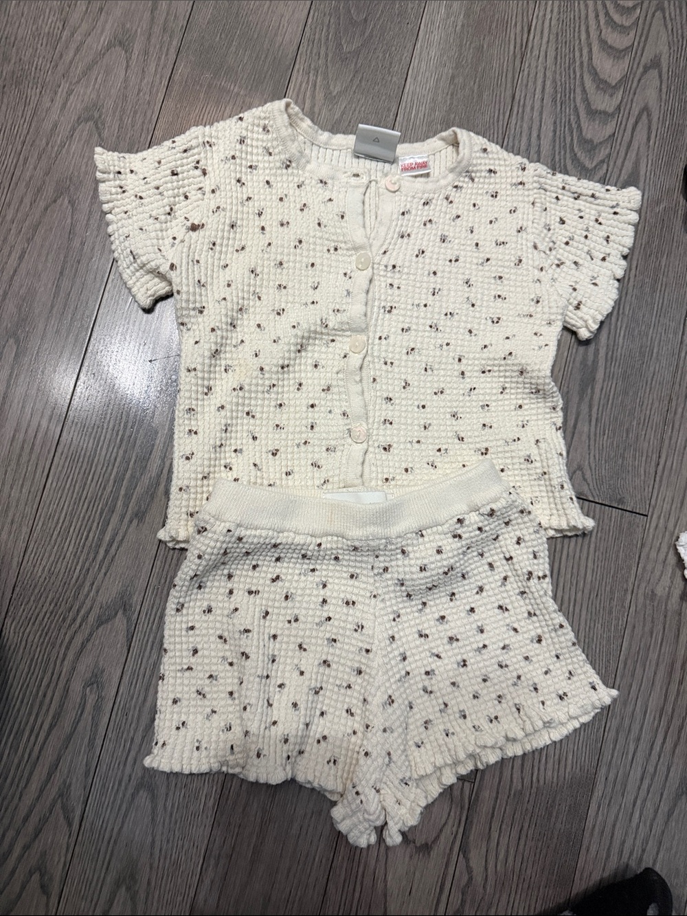 Zara Cream Knit Dot Short Set for Kids